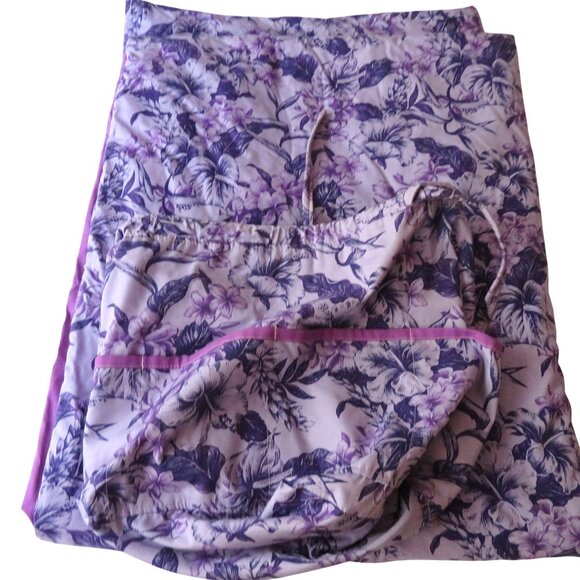 Handmade Reversible Hawaiian Quilt Beach Picnic Blanket Carrying Case Purple - Picture 12 of 15